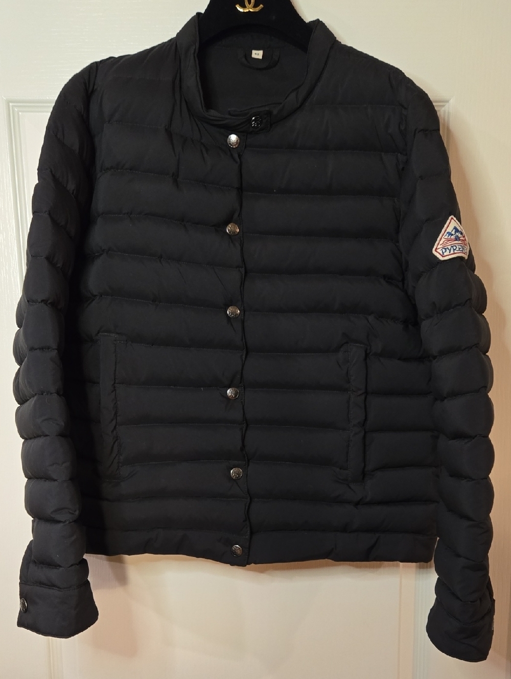 Pyrenex Black Quilted Down Jacket with Sleeve Patch